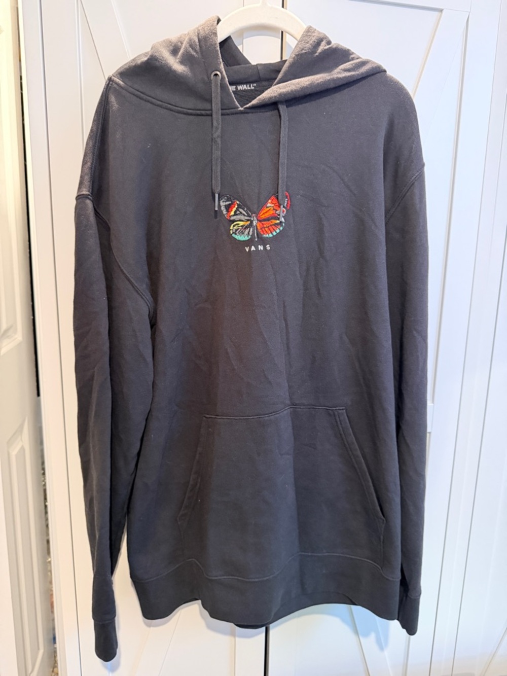 Vans Black Hoodie with Multicolor Butterfly Embroidery